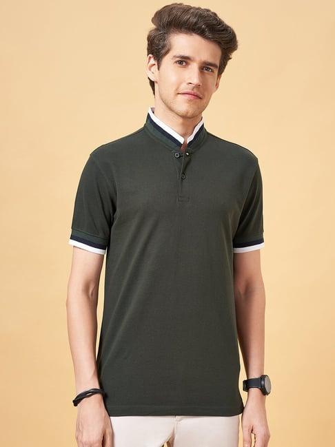 byford by pantaloons burnt olive slim fit polo t-shirt