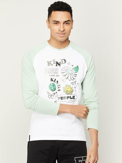 smileyworld mint cotton regular fit printed t-shirt