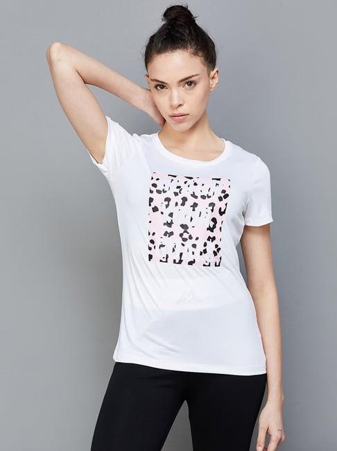 kappa white printed sports t-shirt