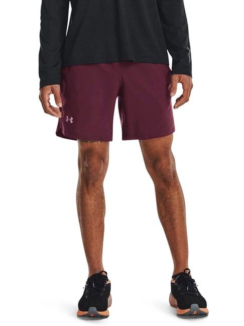 under armour maroon slim fit sports shorts