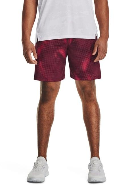 under armour maroon loose fit printed sports shorts