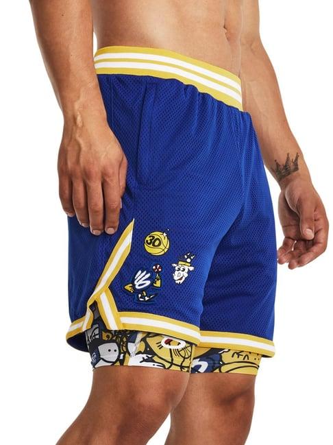 under armour blue loose fit printed sports shorts