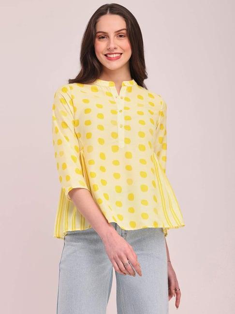 pink fort yellow printed top