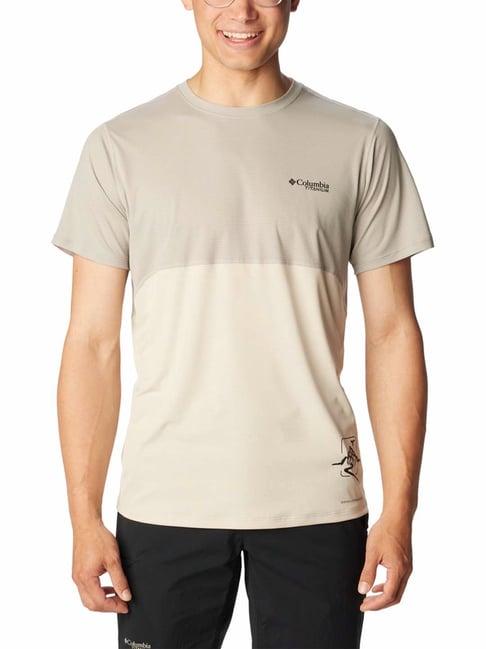 columbia light grey & light beige regular fit cirque river crew t-shirt