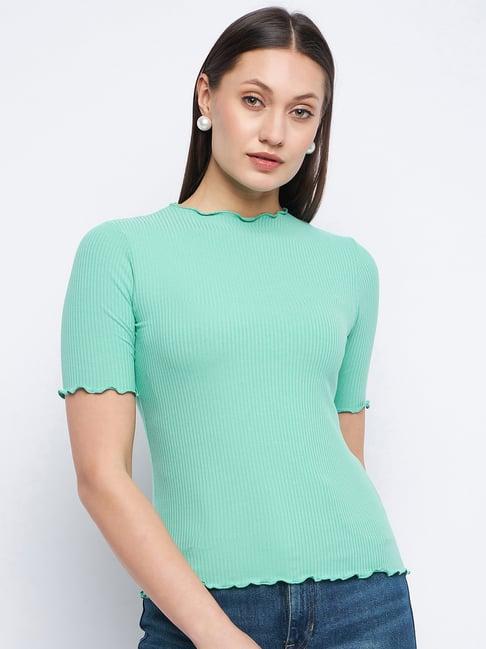 madame sea green slim fit top