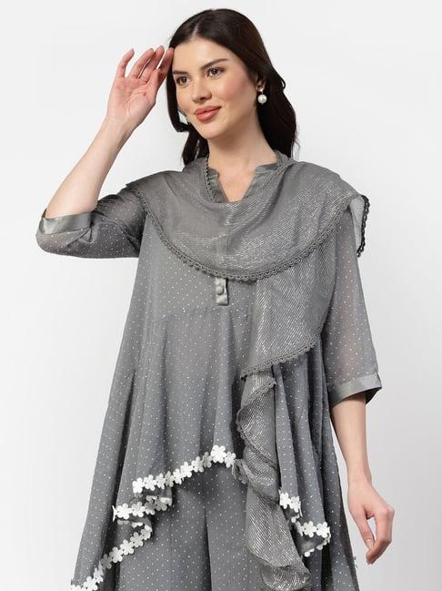 lela grey striped dupatta