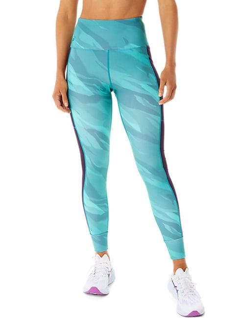 asics sea green graphic print tights