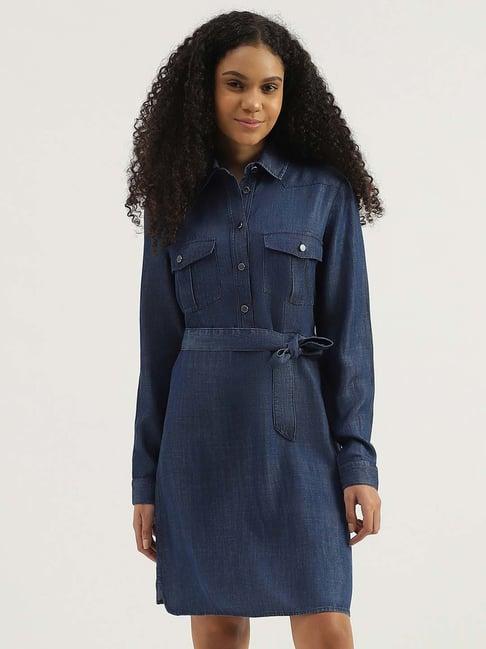 united colors of benetton blue shirt dress