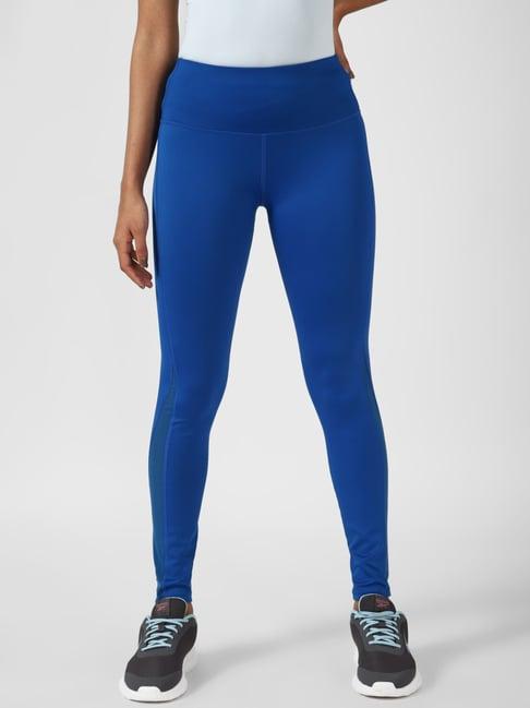 reebok blue mid rise sports tights