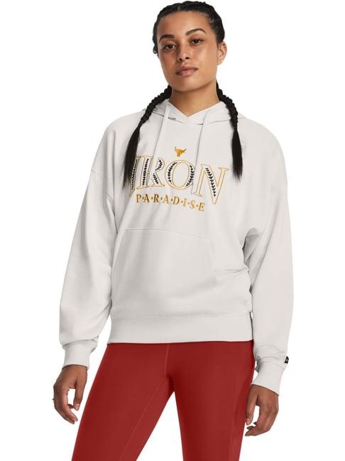 under armour white cotton embroidered sports sweatshirt