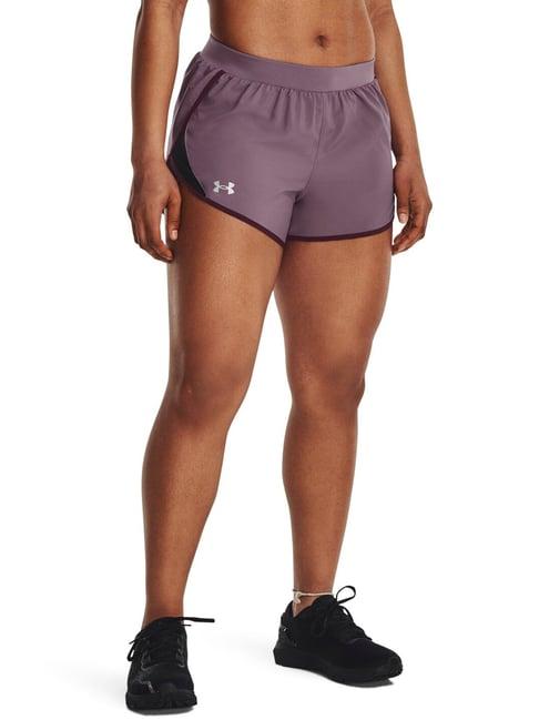 under armour purple mid rise sports shorts