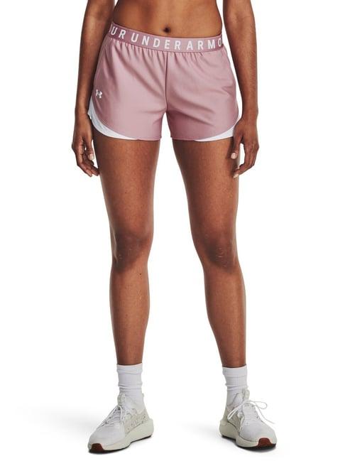 under armour pink mid rise sports shorts