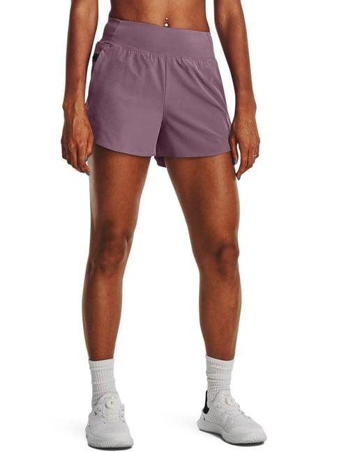 under armour purple mid rise sports shorts