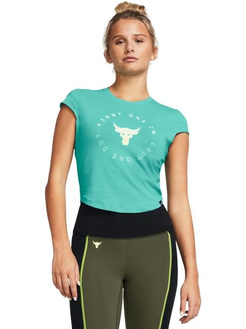 under armour green cotton printed sports t-shirt