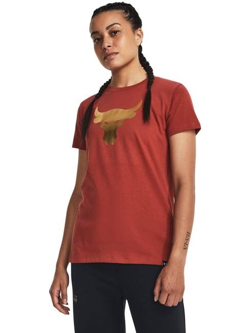 under armour maroon cotton printed sports t-shirt