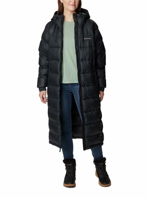 columbia black hooded long down jacket