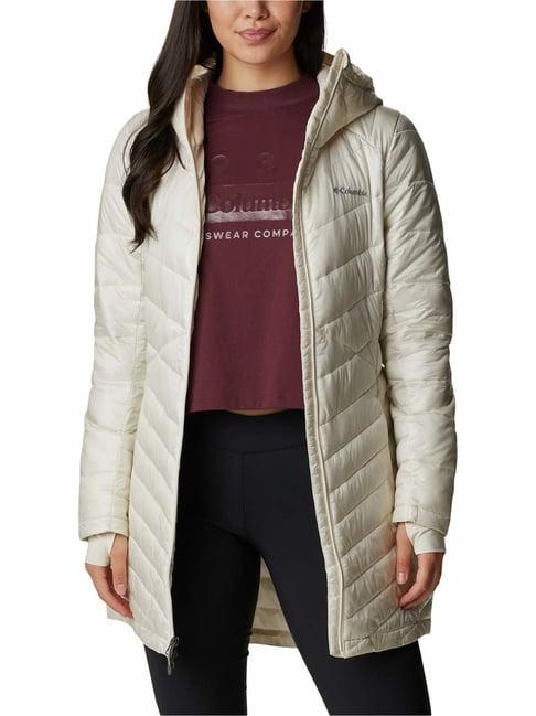 columbia cream hooded long jacket