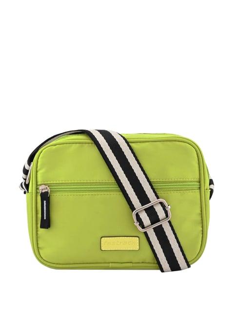 fastrack green faux leather solid sling handbag