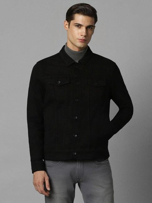 louis philippe black cotton slim fit denim jacket