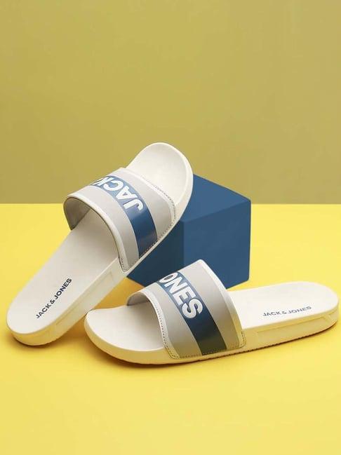 jack & jones men's bright white slides