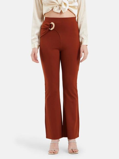 kazo rust straight fit high rise trousers