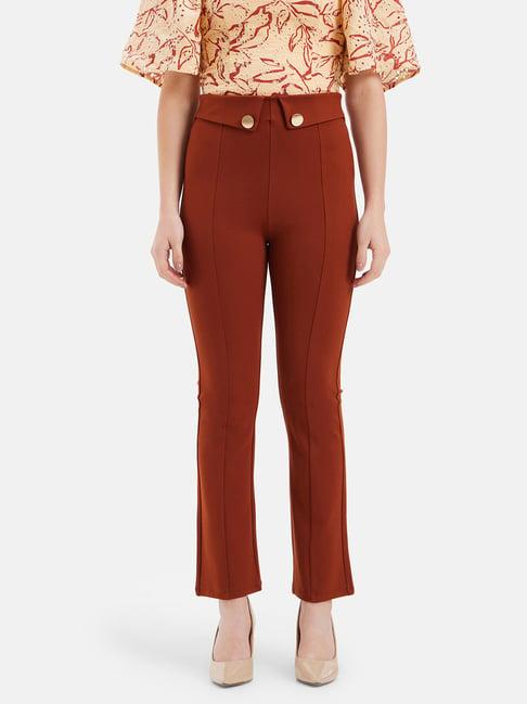 kazo rust straight fit high rise trousers