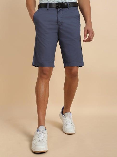 allen solly navy cotton slim fit shorts