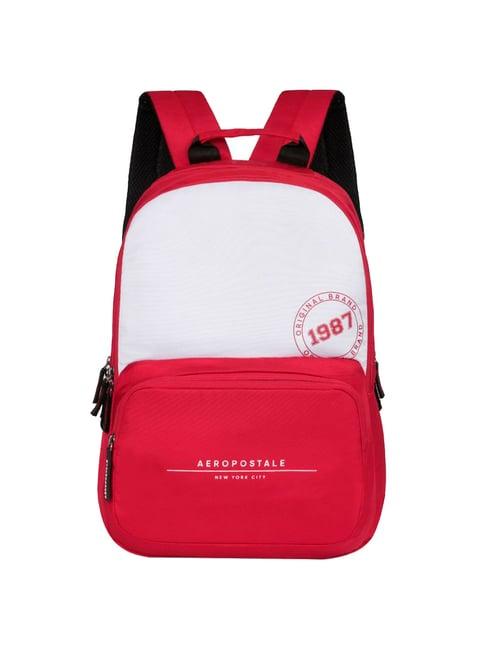 aeropostale wilton red & white polyester color block laptop backpack