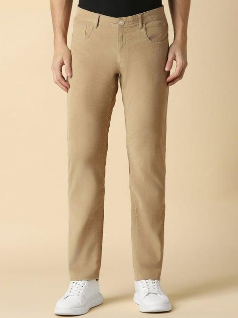 allen solly beige slim fit trousers