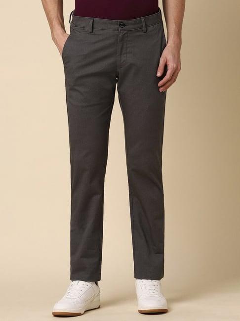 allen solly grey cotton slim fit trousers