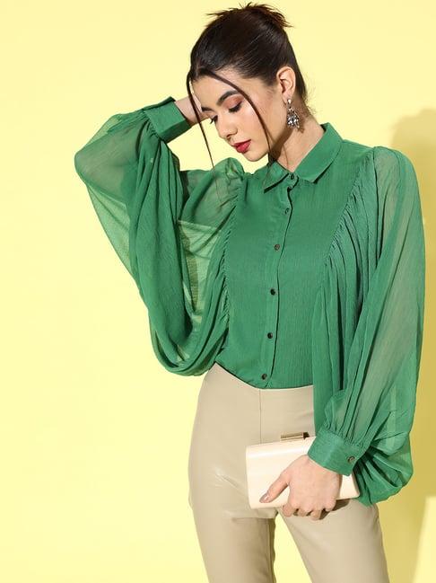 kassually green relaxed fit shirt