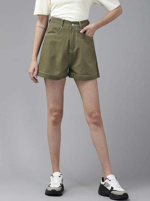 kassually olive relaxed fit shorts