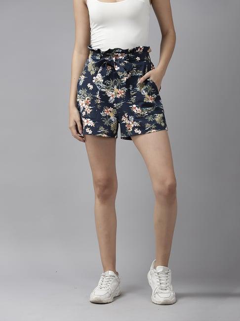 kassually navy floral print shorts