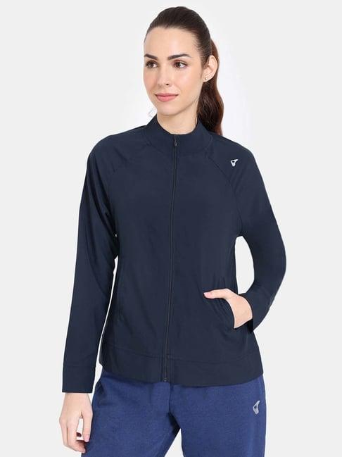 zelocity by zivame blue regular fit sports jacket