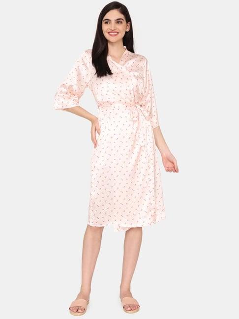 zivame pink floral print robe