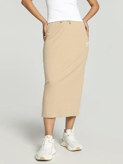 puma beige striped shift skirt