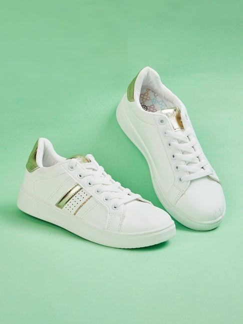 ginger by lifestyle women's white & gold sneakers