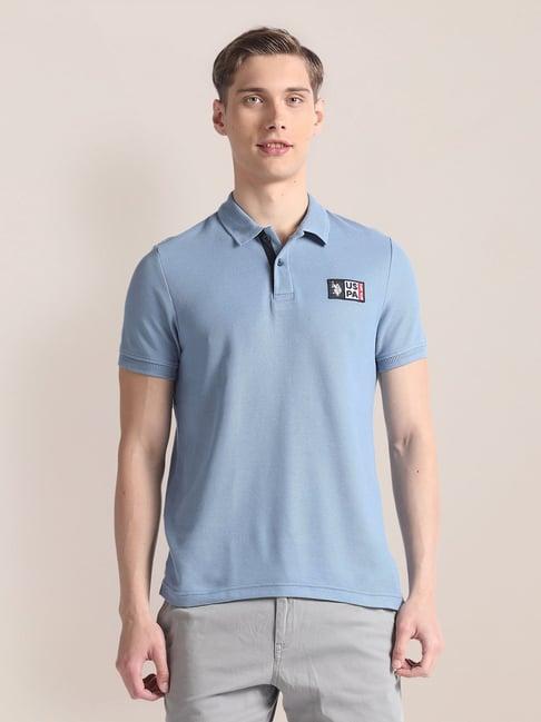 u.s. polo assn. sky blue muscle fit cotton polo t-shirt