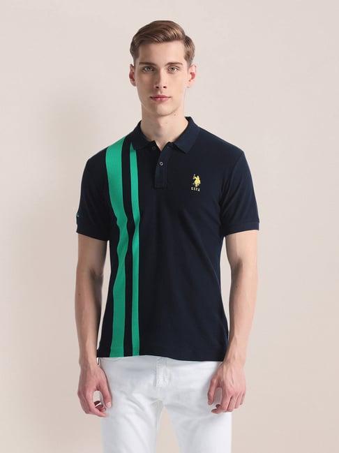 u.s. polo assn. navy slim fit striped polo t-shirt