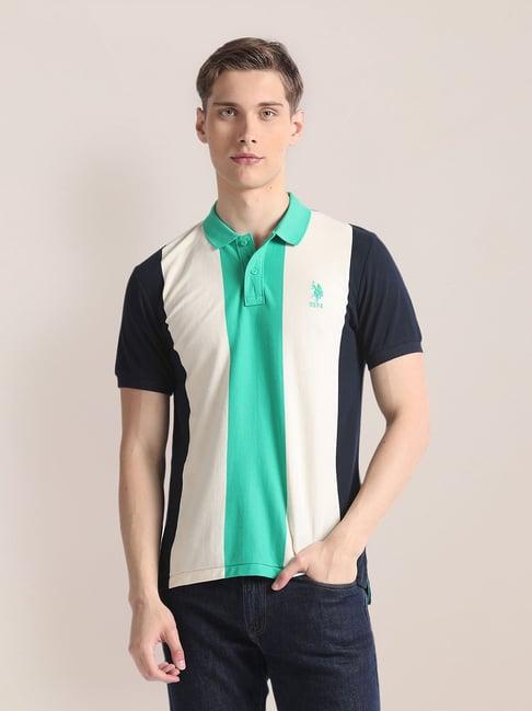 u.s. polo assn. multicolor slim fit striped cotton polo t-shirt