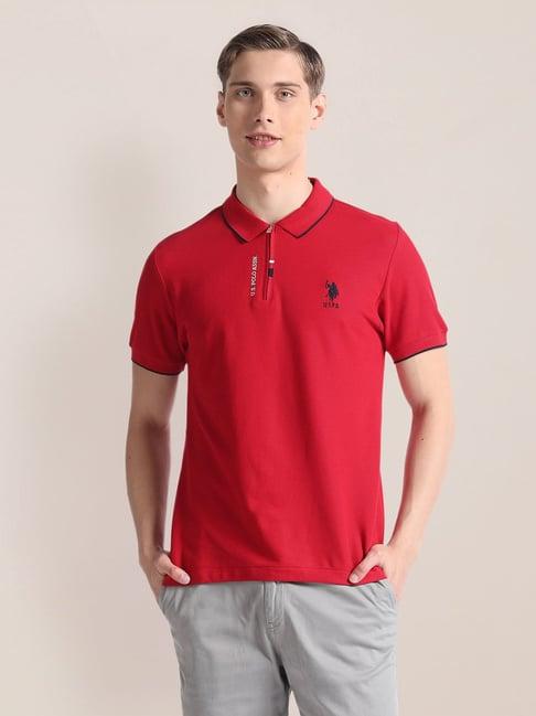 u.s. polo assn. red slim fit cotton polo t-shirt