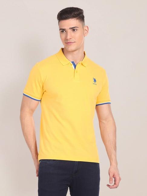 u.s. polo assn. yellow slim fit cotton polo t-shirt