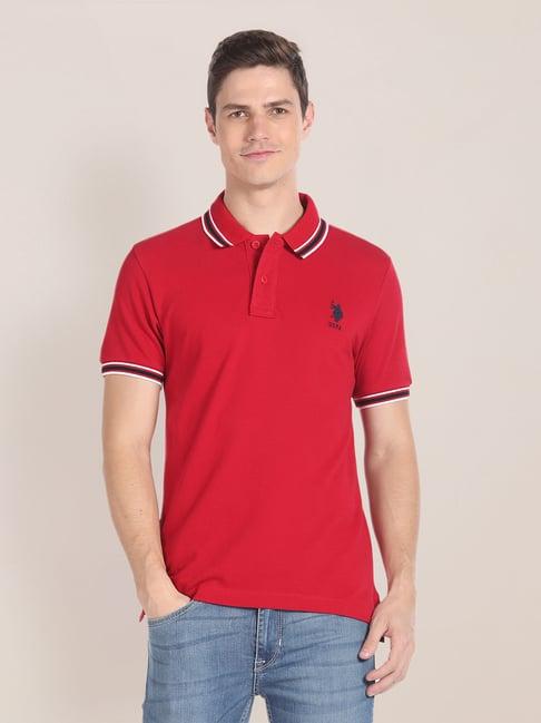 u.s. polo assn. red muscle fit cotton polo t-shirt