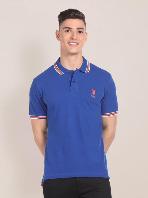 u.s. polo assn. royal blue slim fit cotton polo t-shirt