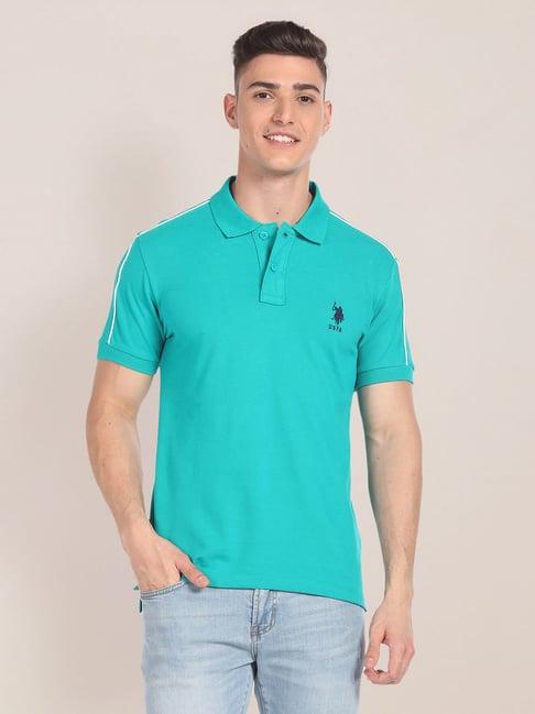 u.s. polo assn. teal slim fit cotton polo t-shirt