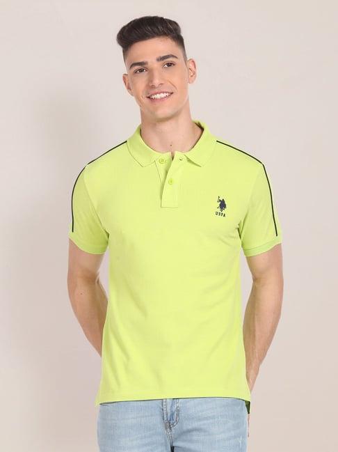 u.s. polo assn. lime green slim fit cotton polo t-shirt