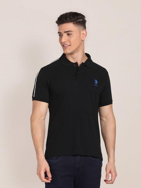 u.s. polo assn. black slim fit cotton polo t-shirt