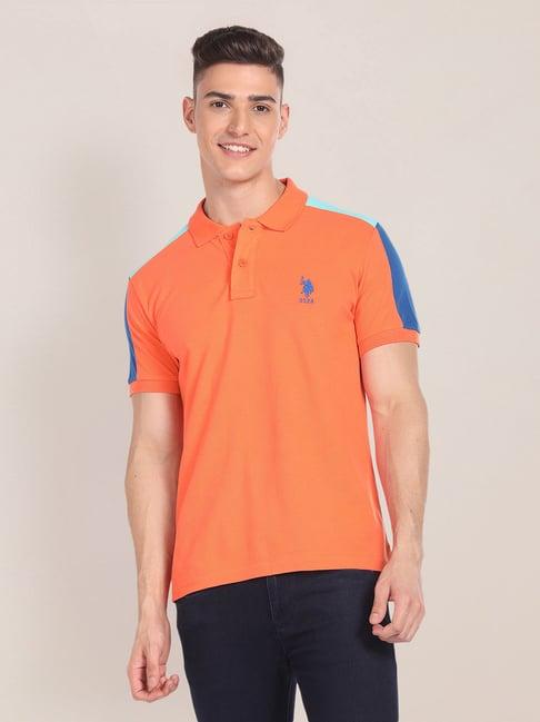 u.s. polo assn. orange slim fit cotton polo t-shirt