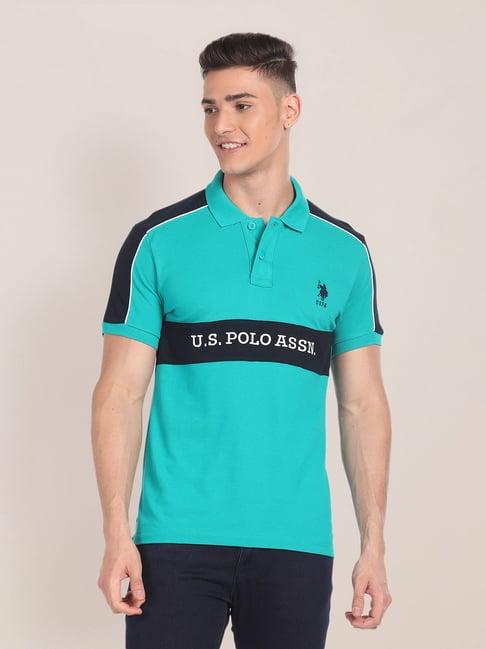 u.s. polo assn. teal slim fit cotton polo t-shirt