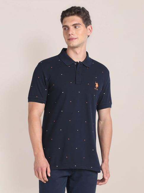 u.s. polo assn. navy slim fit printed polo t-shirt